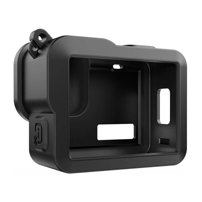 PULUZ PU717B Silikona maciņš GoPro HERO 9/10/11/12 melns - aizsargvāciņš ar objektīva vāciņu un štropi