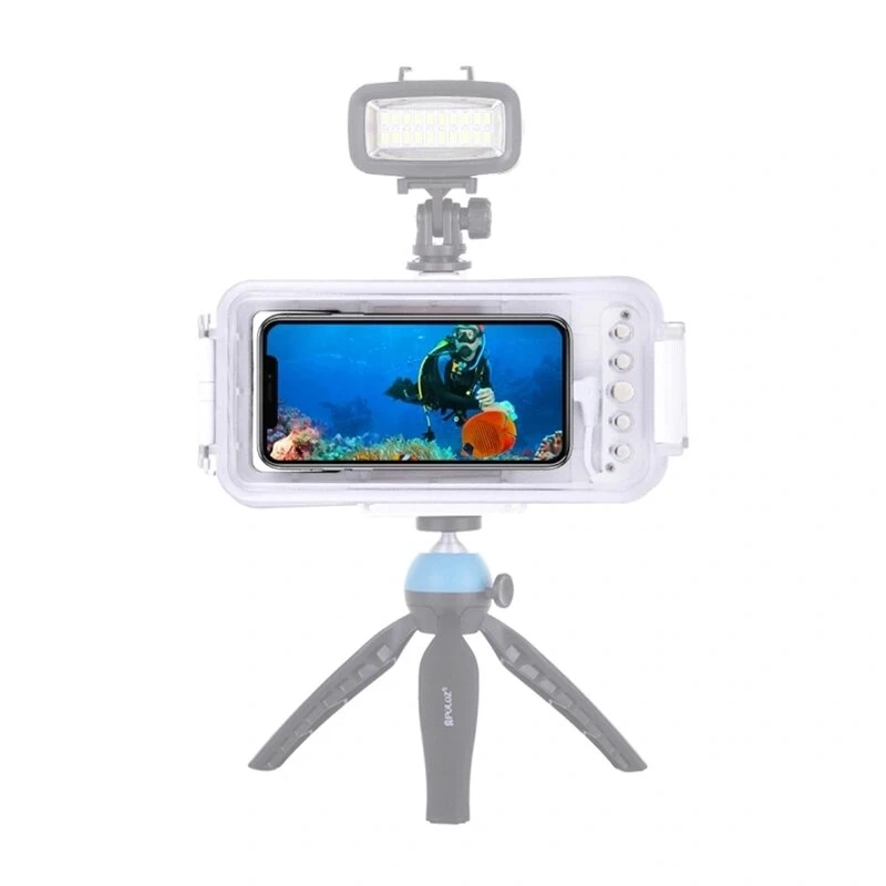 PULUZ PU9010W Ūdensnecaurlaidīgs maciņš iPhone – 45m zemūdens korpuss, balts