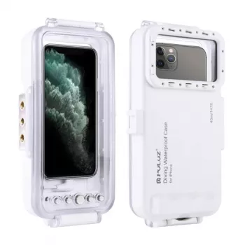 PULUZ PU9010W Ūdensnecaurlaidīgs maciņš iPhone – 45m zemūdens korpuss, balts