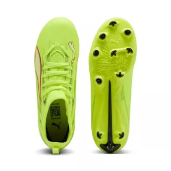 Puma Ultra 6 Match FG/AG bērnu futbola zābaki melni balti Fire Orchid 38. izmērs