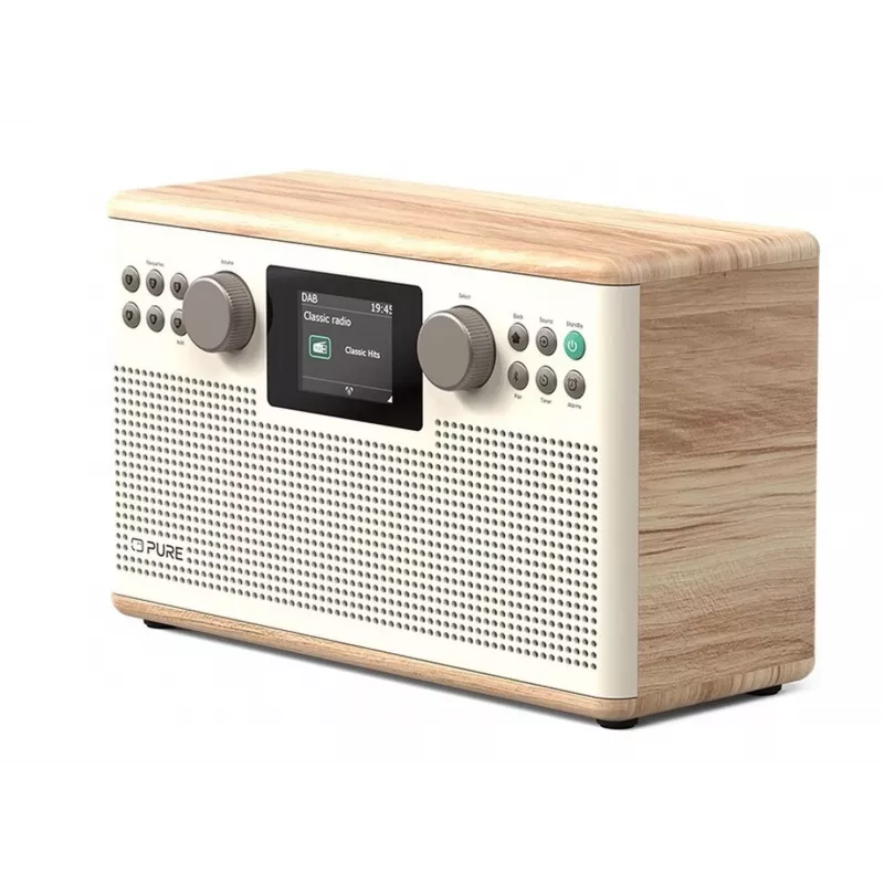 PURE ACOUSTICS Pure Classic H6 digitālais radio, DAB+/FM/interneta radio, Bluetooth, kokvilnas balts/ozols (EU/UK)