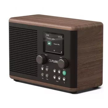 Pure Classic H4 DAB+ FM Radio ar Bluetooth 5.3, Coffee Black/Walnut, 10W