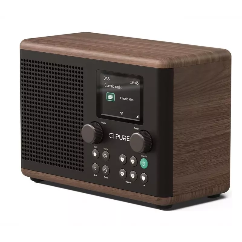 Pure Classic H4 DAB+ FM Radio ar Bluetooth 5.3, Coffee Black/Walnut, 10W