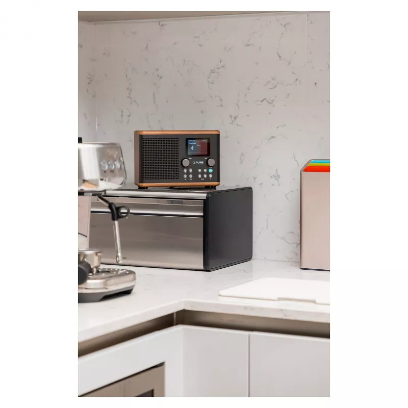 Pure Classic H4 DAB+ FM Radio ar Bluetooth 5.3, Coffee Black/Walnut, 10W