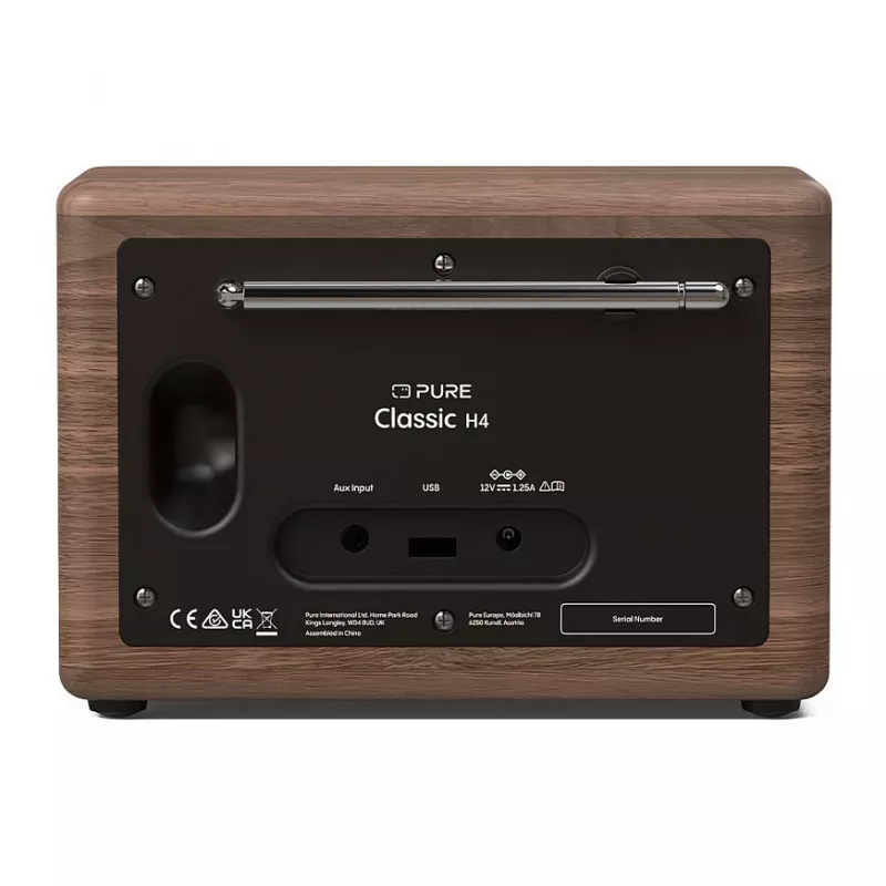 Pure Classic H4 DAB+ FM Radio ar Bluetooth 5.3, Coffee Black/Walnut, 10W