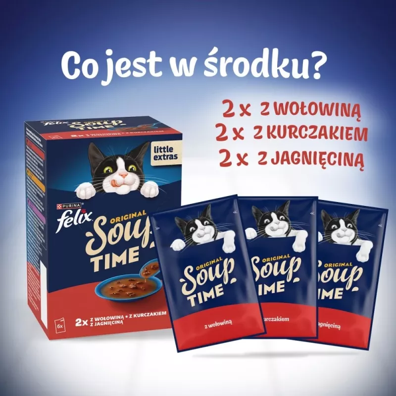 PURINA FELIX Soup Original Country Flavours 6x48g Slapjā kaķu barība