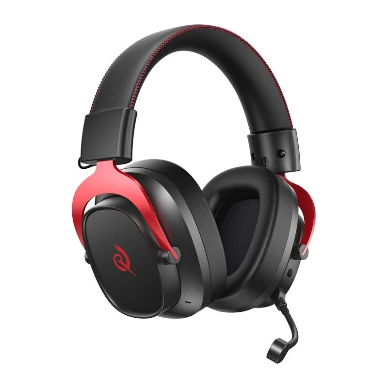 QCY Heroad VT200 spēļu austiņas – melnas un sarkanas, 50mm draiveri, virtuālā 7.1 telpiskā skaņa, RGB LED, USB-A