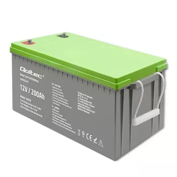 Qoltec 53079 dziļā cikla gēla akumulators 12V 200Ah (62,5kg)