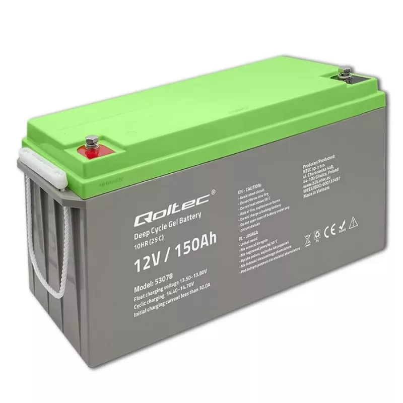 Qoltec dziļā cikla gēla akumulators 12V 150Ah 44.5kg