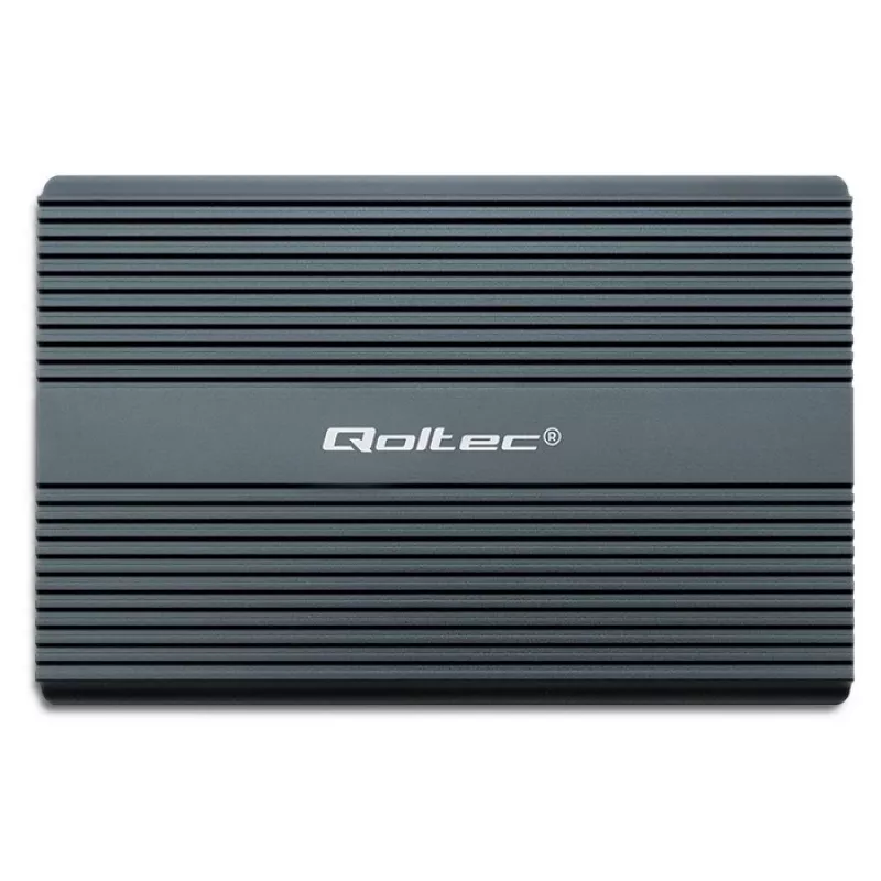 Qoltec Dual M.2 NVMe SATA SSD korpuss ar USB-C 3.2 Gen 2, bez instrumentiem alumīnija, atbalsta 2x2TB, UASP, TRIM, 10Gbps