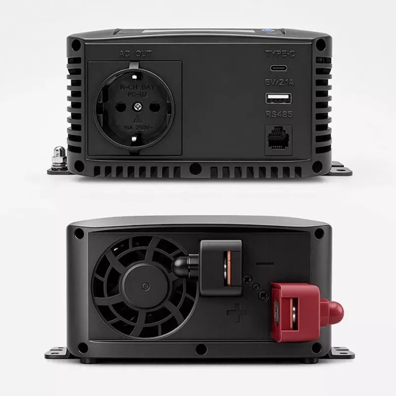 Qoltec tīrā sinusoidālā sprieguma invertors 12V uz 230V 1000W/2000W ar LCD, USB, USB-C, saderīgs ar LiFePO4/GEL/AGM
