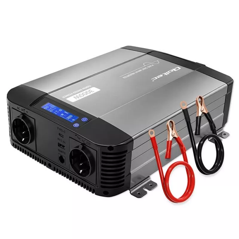Qoltec tīrā sinusoidālā sprieguma invertors 12V uz 230V 1500W/3000W ar LCD USB USB-C LiFePO4 GEL AGM akumulatoriem