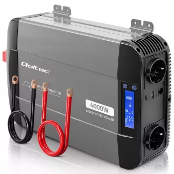Qoltec tīrā sinusoidālā sprieguma invertors 12V uz 230V 2000W/4000W ar LCD, USB, USB-C, saderīgs ar LiFePO4/GEL/AGM