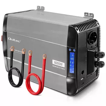Qoltec tīrā sinusoidālā sprieguma invertors 12V uz 230V 3000W/6000W ar LCD, USB, USB-C, saderīgs ar LiFePO4/GEL/AGM