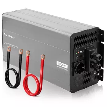 Qoltec tīrā sinusoidālā sprieguma invertors 12V uz 230V 4000W/8000W ar USB un LCD, saderīgs ar LiFePO4/GEL/AGM