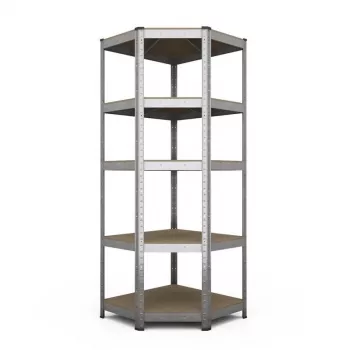 RACK BUDGET RANGULAR 180X90X45CM - 5 plaukti, pelēks, bezskrūvju montāža