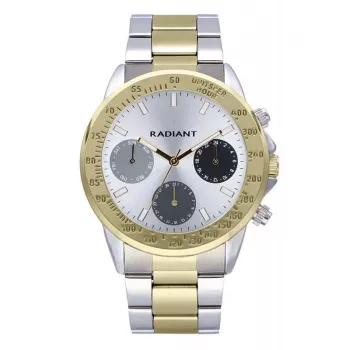 RADIANT RA604704 Vīriešu analogais kvarca pulkstenis 45mm Nerūsējošais tērauds Melna āda