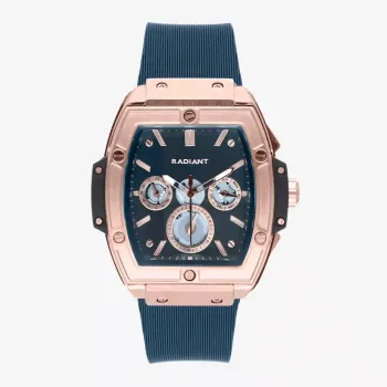 RADIANT RA655204 Vīriešu analogais kvarca pulkstenis 42mm Nerūsējošais tērauds Melns ciparnīca Ādas siksniņa