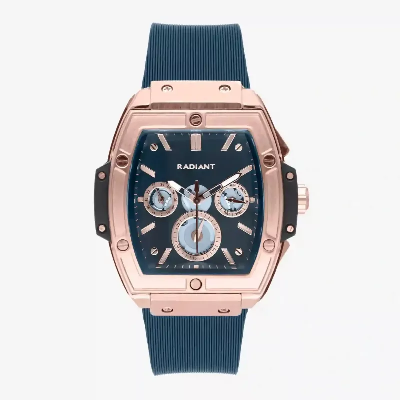 RADIANT RA655204 Vīriešu analogais kvarca pulkstenis 42mm Nerūsējošais tērauds Melns ciparnīca Ādas siksniņa