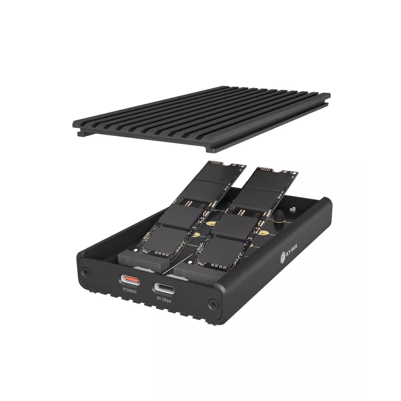 Raidsonic IB-2817M-C32 ārējais korpuss 2x NVMe SSD ar USB 3.2 Gen 2x2 Type-C