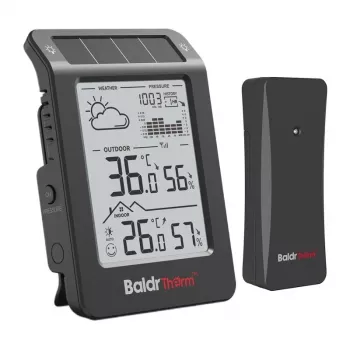 RAINPOINT BALDRTHERM B0596WT2H2P-V1 ar saules enerģiju darbināma laika stacija ar bezvadu āra sensoru, melna