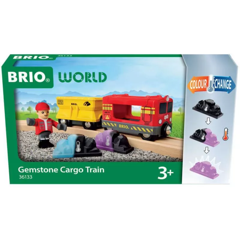 RAVENSBURGER BRIO World kravas vilciens ar krāsu mainošu vagonu
