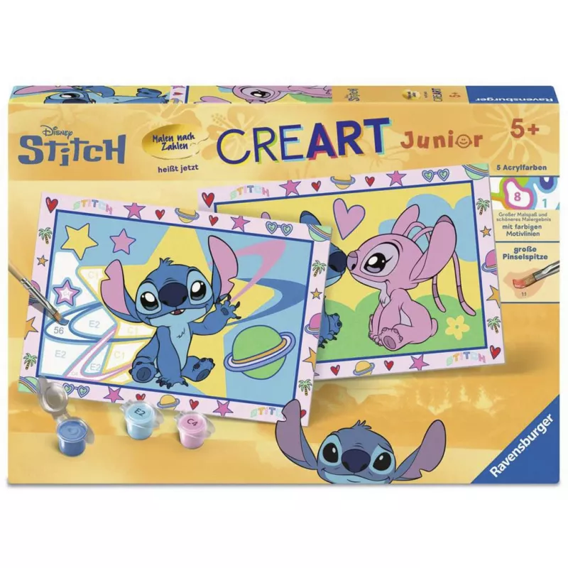 RAVENSBURGER CreArt Junior - Stitch & Angel Krāsošana pēc numuriem komplekts