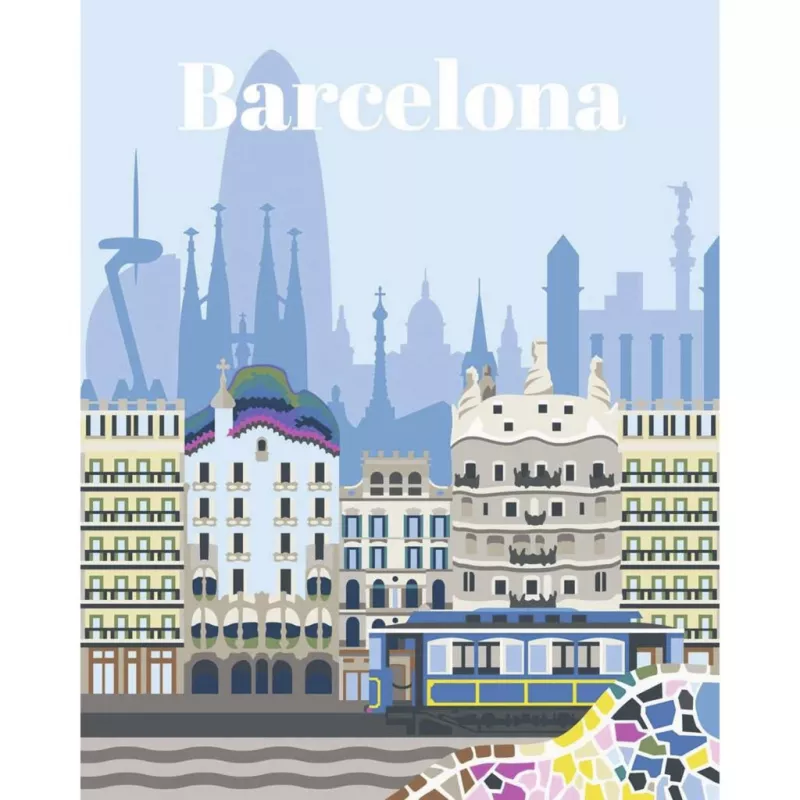 RAVENSBURGER CreArt Krāsošana pēc numuriem komplekts - Krāsainā Barselona