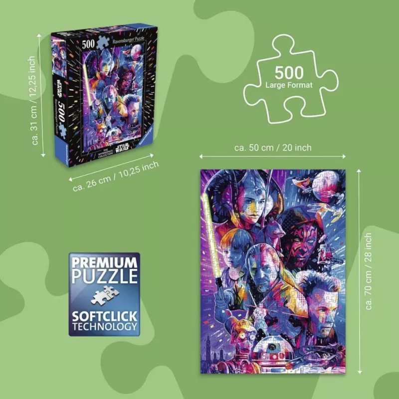 Ravensburger Puzzle Star Wars Hyperspace Collection: The Phantom Menace (500 gabali, lieli gabali)