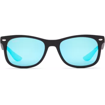 Ray-Ban Junior RJ9052S100S55 Saulesbrilles - Spīdīgs Melns Rāmis, Gaiši Zils Spoguļstikls, 48mm