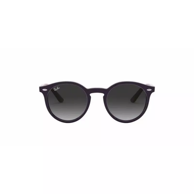 Ray-Ban Junior RJ9064S70218G Bērnu saulesbrilles, apaļas, caurspīdīgs rozā rāmis, pelēki gradienta stikli, 44 mm