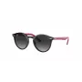 Ray-Ban Junior RJ9064S70218G Bērnu saulesbrilles, apaļas, caurspīdīgs rozā rāmis, pelēki gradienta stikli, 44 mm