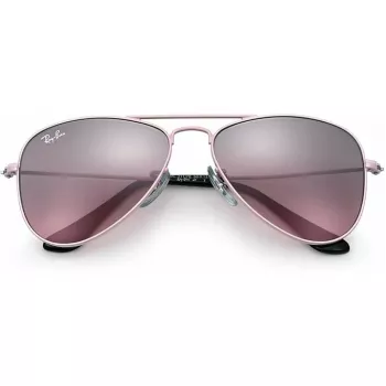 Ray-Ban Junior RJ9506S2117E5 Bērnu saulesbrilles, taisnstūra formas, caurspīdīgs rozā rāmis, gaiši brūnas gradienta rozā lēcas, 52/14/125 mm
