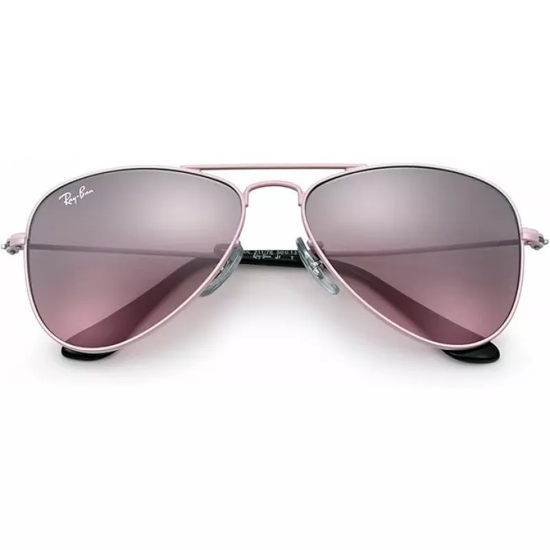 Ray-Ban Junior RJ9506S2117E5 Bērnu saulesbrilles, taisnstūra formas, caurspīdīgs rozā rāmis, gaiši brūnas gradienta rozā lēcas, 52/14/125 mm