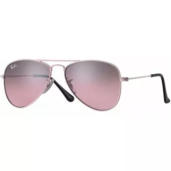 Ray-Ban Junior RJ9506S2117E5 Bērnu saulesbrilles, taisnstūra formas, caurspīdīgs rozā rāmis, gaiši brūnas gradienta rozā lēcas, 52/14/125 mm