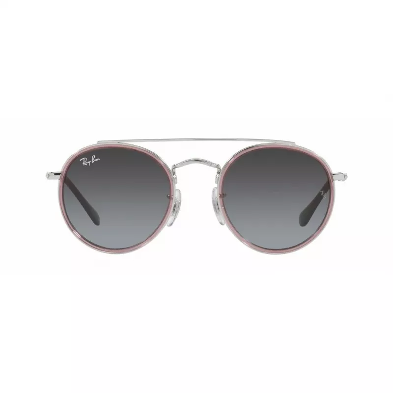 Ray-Ban Junior RJ9647S2908G4 Bērnu saulesbrilles, kvadrātveida, caurspīdīgi pelēks rāmis, pelēka gradienta lēca, 46 mm lēcas platums
