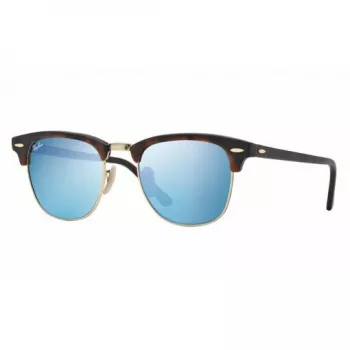 Ray-Ban RB3016 Clubmaster Saulesbrilles 51/21/145 Havana Green Mirror Silver
