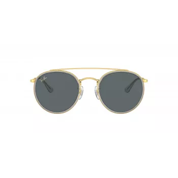 Ray-Ban RB3647N Round Double Bridge Saulesbrilles ar Vara Rāmi un Gaiši Zilas Gradienta Lēcas 51mm