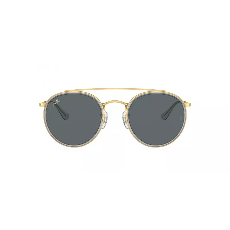 Ray-Ban RB3647N Round Double Bridge Saulesbrilles ar Vara Rāmi un Gaiši Zilas Gradienta Lēcas 51mm