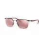Ray-Ban Unisex RB3673MF060H2 Ģeometriskas zelta saulesbrilles ar tumši zilām lēcām, 56mm