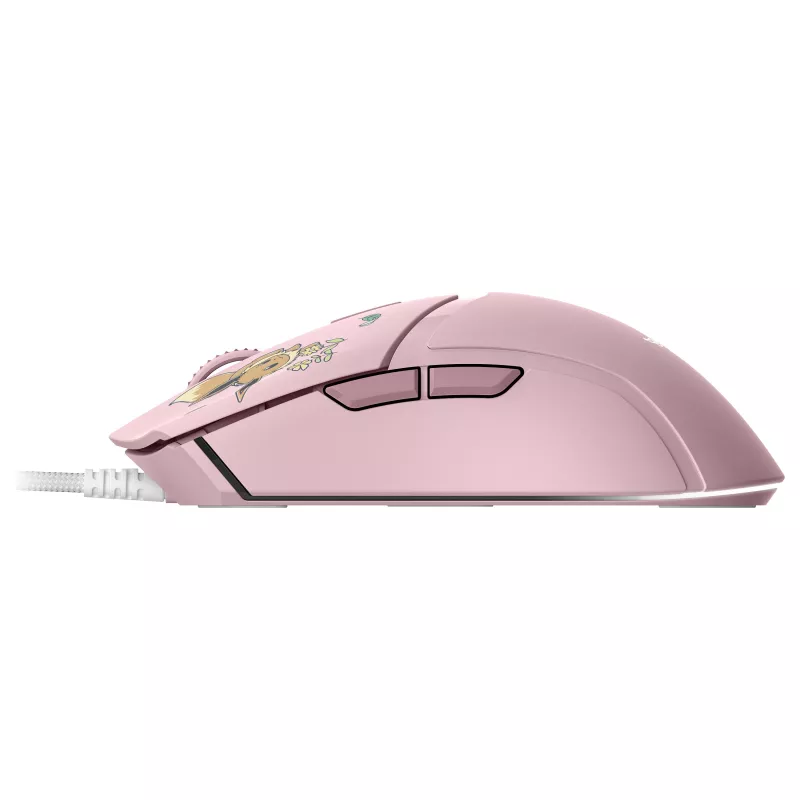 Razer Cobra – Pikachu & Eevee Edition vadu spēļu pele, 8500 DPI optiskais sensors, Chroma RGB apgaismojums, 6 programmējamas pogas, simetriska labās rokas forma