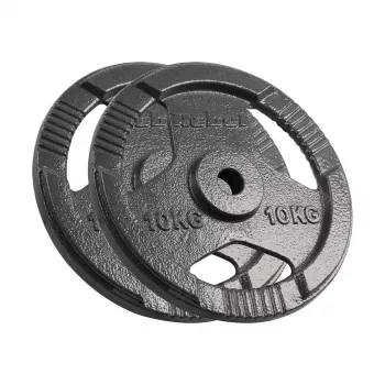 REBEL ACTIVE Čuguna Svaru Komplekts 2x10kg, Urbums 31mm, Disks ar Rokturiem, Melns
