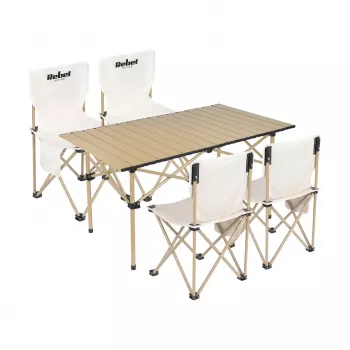 Rebel Active RBA-5600 Kempinga komplekts - Galds un 4 krēsli, alumīnija rāmis, salokāms, zils