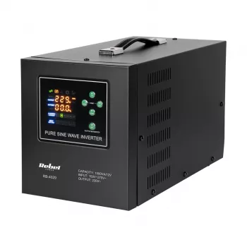 Rebel POWER-1500-LFP4 Avārijas barošanas bloks – tīra sinusoidāla viļņa invertors ar 12V uzlādes funkciju, 230V, 1500VA/1050W