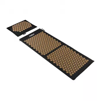 REBEL RBA-6012-GL ECO Akupresūras paklāja komplekts ar spilvenu, XL 110x42 cm, zelta smailes, dabīgā kokvilna un kokosšķiedra