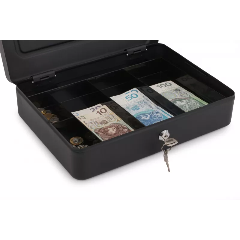 RED EAGLE BOX-300 Metāla Naudas Kaste ar Atslēgas Slēdzeni, Melna, Tērauds