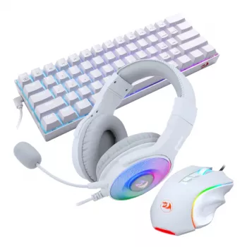 REDRAGON 3-in-1 vadu spēļu komplekts - tastatūra, pele, austiņas - balts