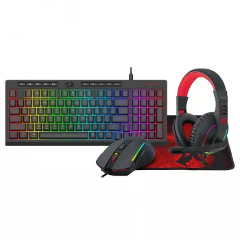 Redragon 4-in-1 spēļu komplekts: RGB tastatūra, pele, paklājiņš un austiņas