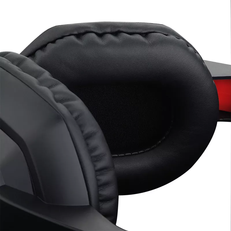 REDRAGON ARES Over-Ear vadu spēļu austiņas ar sarkanu LED, visvirzienu mikrofons, 40mm draiveri, 3.5mm ligzda, melna