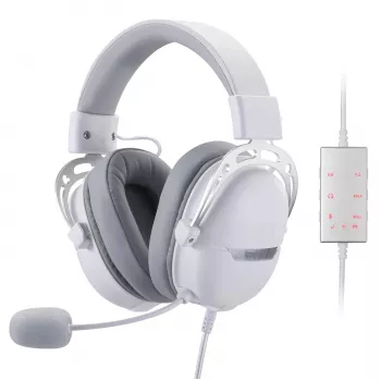 REDRAGON AURORA Over-Ear Gaming austiņas - Balta (50mm draiveri, RGB LED, noņemams mikrofons)